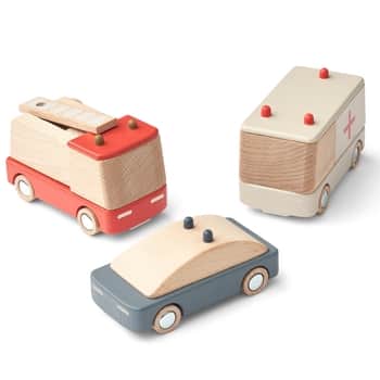 Drevená hračka Záchranárske vozidlá - set 3 ks