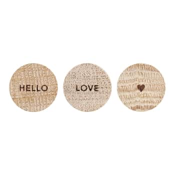 Sada drevených magnetov Hello Love - 3 ks