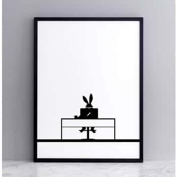 Sieťotlač s králikom Working Rabbit 30 x 40 cm
