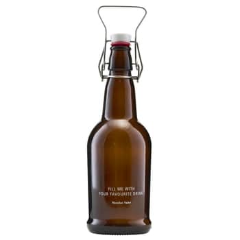 Sklenená fľaša s klipom 480 ml - hnedá