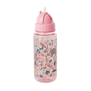 Detská fľaša so slamkou Jungle Animals Pink 450 ml