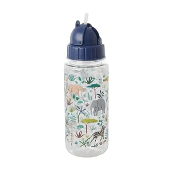 Detská fľaša so slamkou Jungle Animals Blue 450 ml