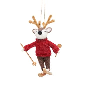 Plstená vianočná ozdoba Deer On Skis