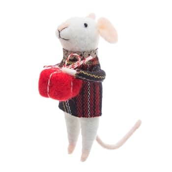Plstená vianočná ozdoba Tartan Mouse