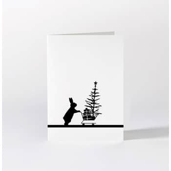 Čierno-biele vianočné prianie Christmas Shopping Rabbit
