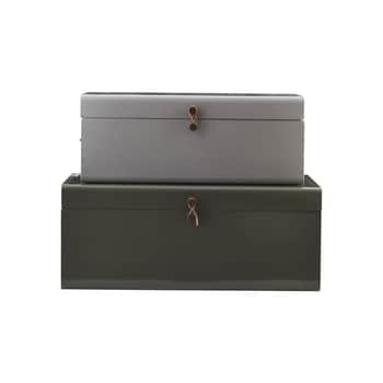 Kovový úložný box Green/ Grey