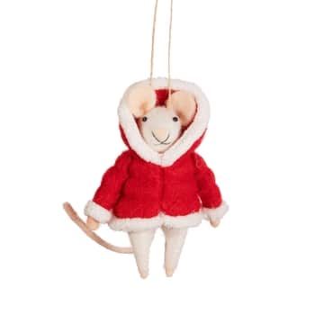 Plstená vianočná ozdoba Mouse in Puffer Jacket