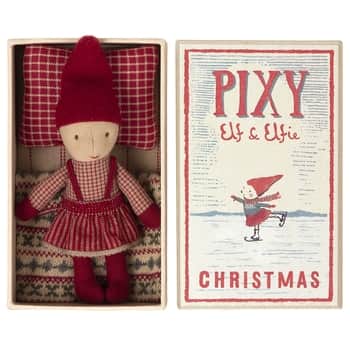 Vianočný škriatok Pixy Elfie v krabičke od zápaliek Girl