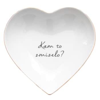Porcelánový tanierik v tvare srdca Kam to zmizelo? 16 cm - CZ