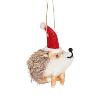 Plstená vianočná ozdoba Hedgehog in Santa Hat