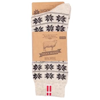 Vlnené ponožky White/Black Snowflakes no. 22B