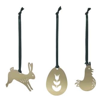 Veľkonočná dekorácia Easter Hangers Metal Gold - set 3 ks