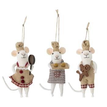 Vianočná ozdoba Myšky Peo Brown Wool - set 3 ks