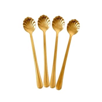Nerezová Latte lyžička Seashell Gold - set 4 ks